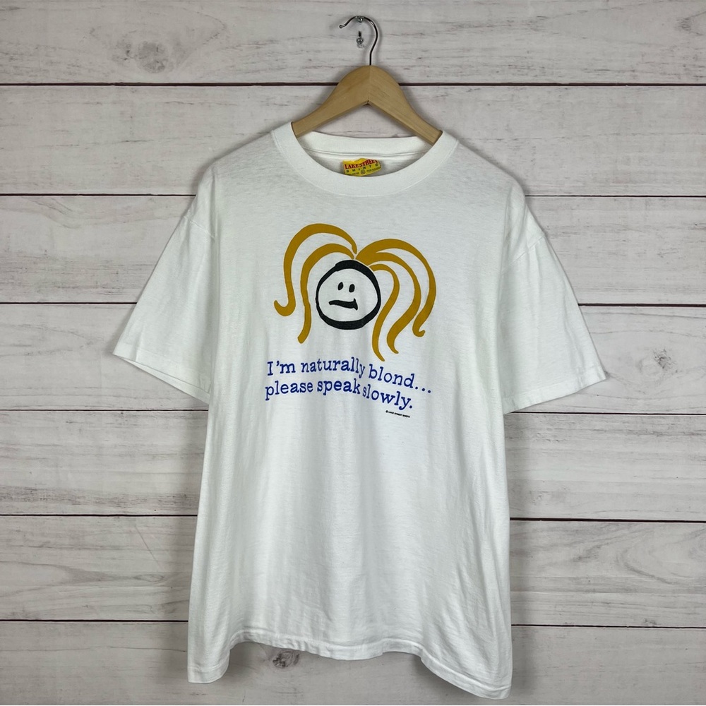 Vintage 1990s Blonde Joke Lake Street T-Shirt XL - Picture 1 of 4